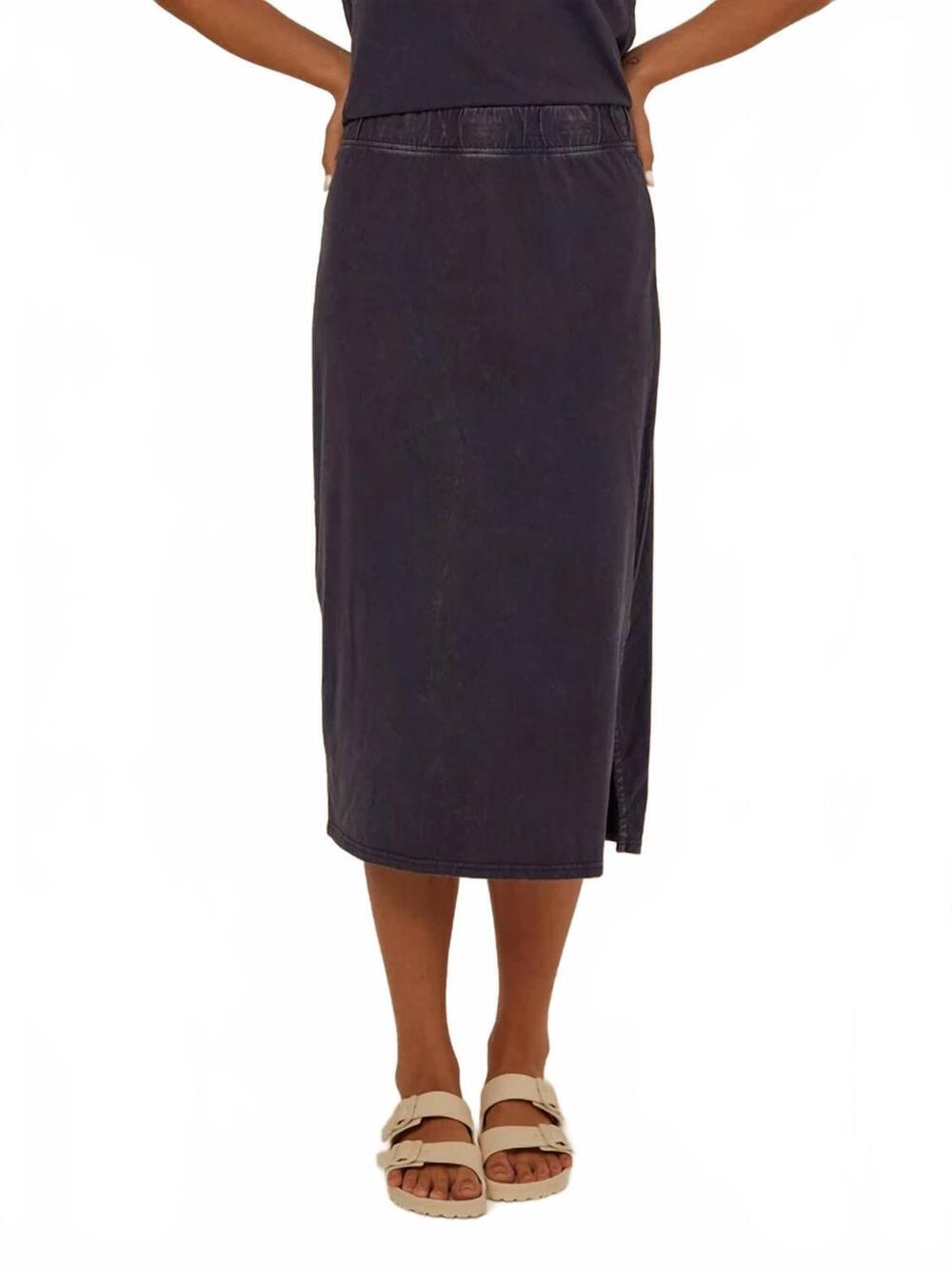 NEW THREADS 4 THOUGHT adella mineral wash eco jersey midi skirt in stargazer